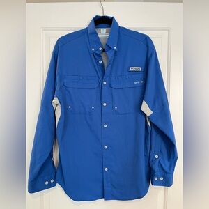 Columbia Blue long Sleeved Fishing Shirt